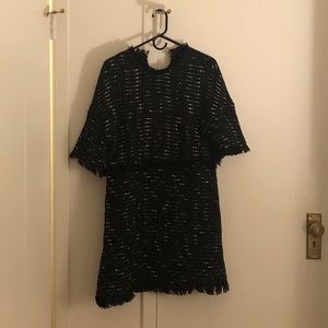 Wool blend dress with tassel detail